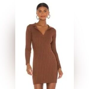 Tularosa Brown Ribbed Mini Dress